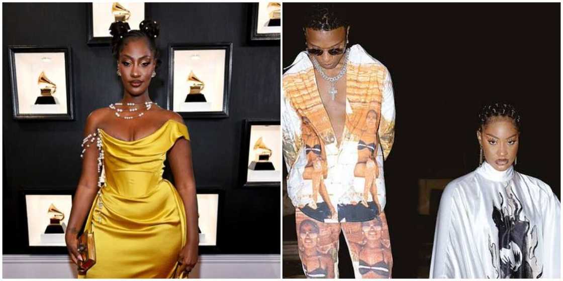 Tems attends Grammys' awards ceremony, Wizkid and Tems in Essence video Tems attends Grammys' awards ceremony, Wizkid and Tems in Essence video