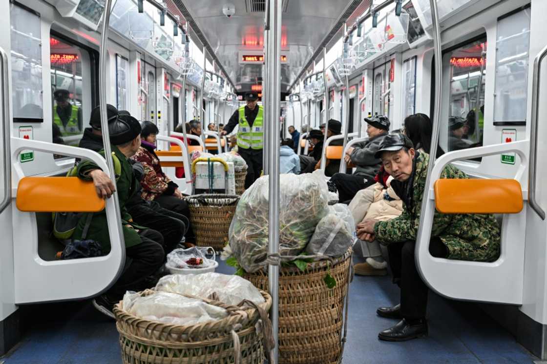 Farmers' trips into the city supplement their monthly pension of under 200 yuan ($27.53) Farmers' trips into the city supplement their monthly pension of under 200 yuan ($27.53)