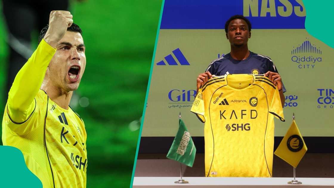 Cristiano Ronaldo, Portugal, David Oguejiofor, Nigeria, Saudi Pro League, Football. Cristiano Ronaldo, Portugal, David Oguejiofor, Nigeria, Saudi Pro League, Football.