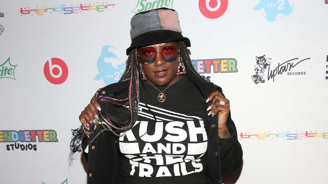 Gangsta Boo poses on the red carpet of the Coi Leray album release party