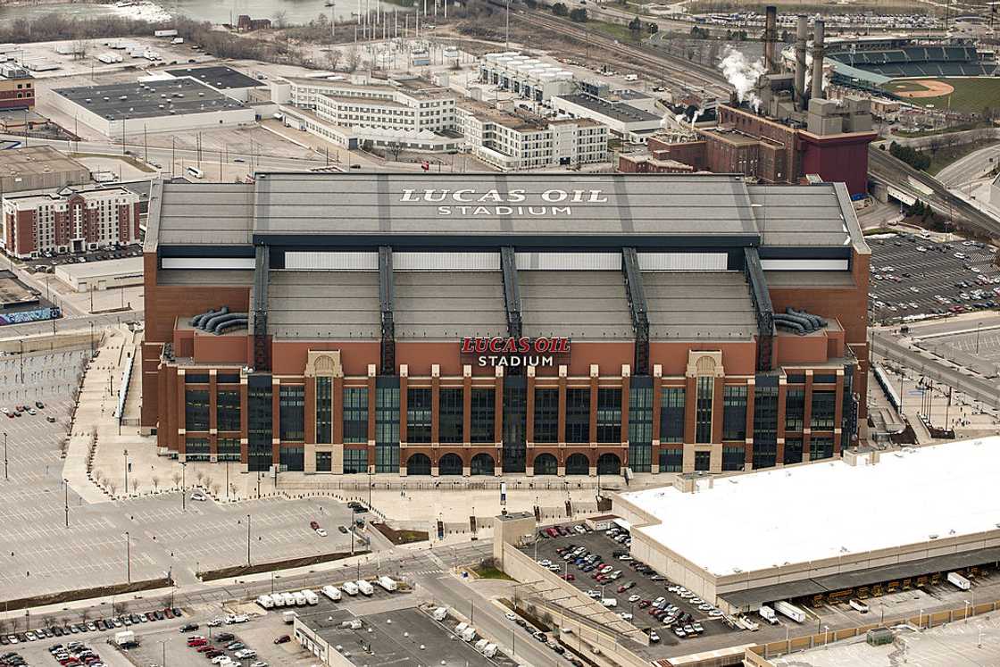 Aerial view of Lucas Oil Stadium