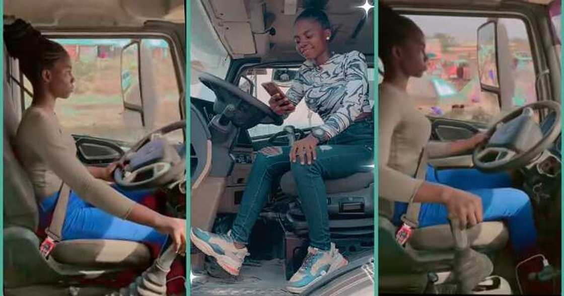 Lady driving big truck in Ibadan stuns many Lady driving big truck in Ibadan stuns many