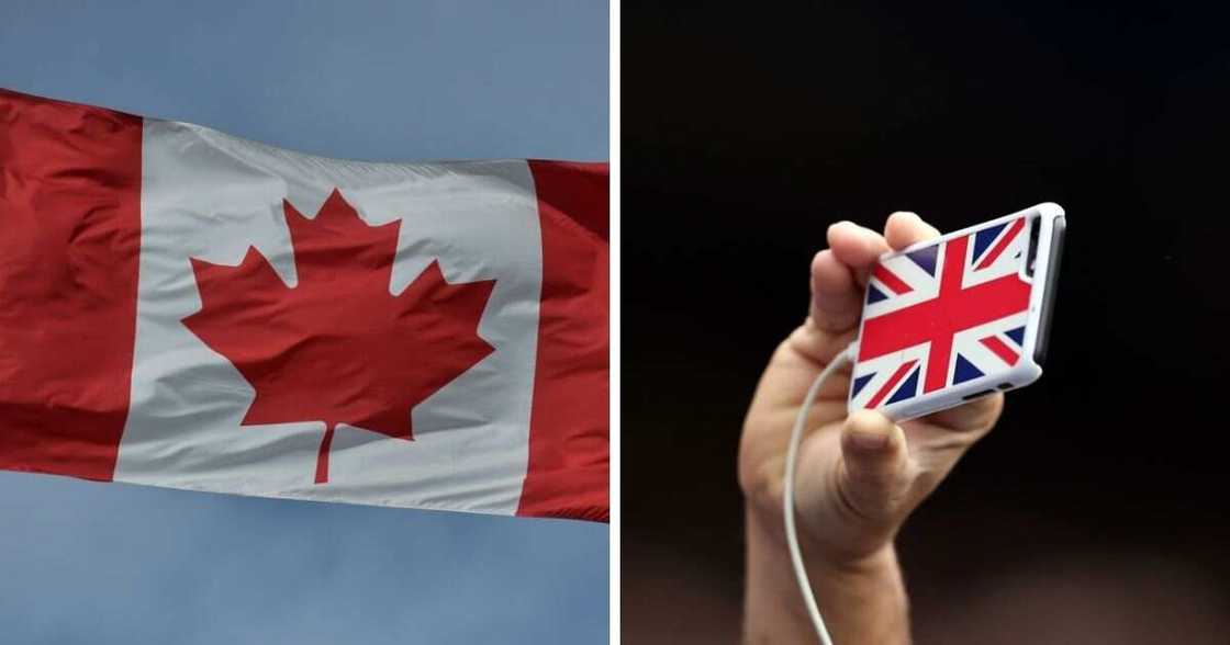 Canadian and UK flags Canadian and UK flags