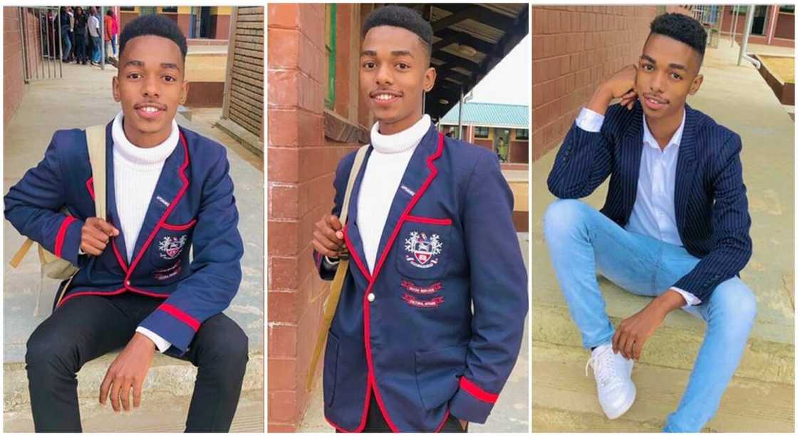 Young teacher puts on school uniform to school.