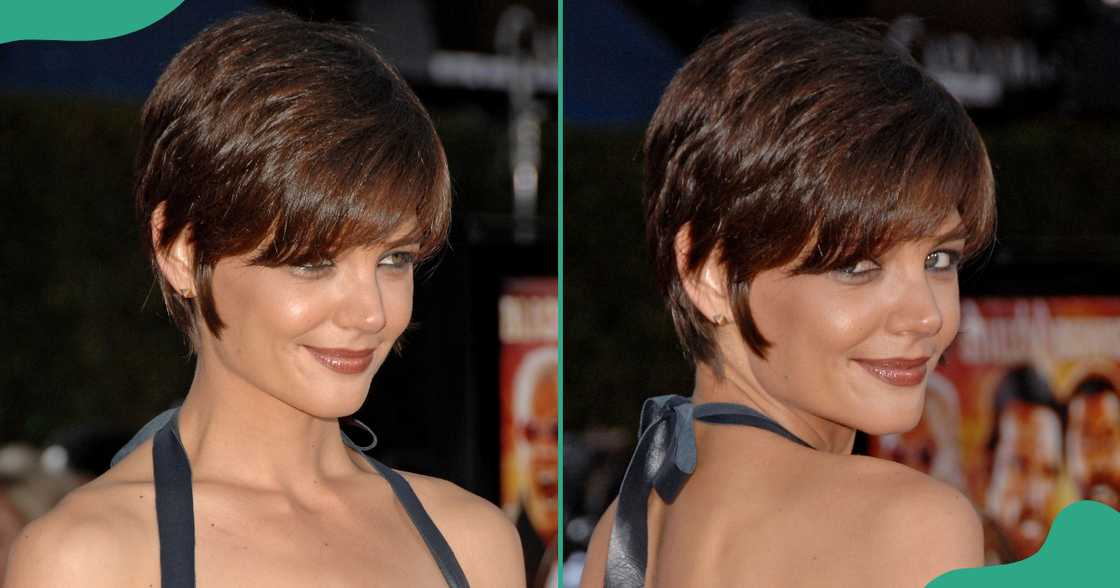 Katie Holmes wearing a pixie cut Katie Holmes wearing a pixie cut