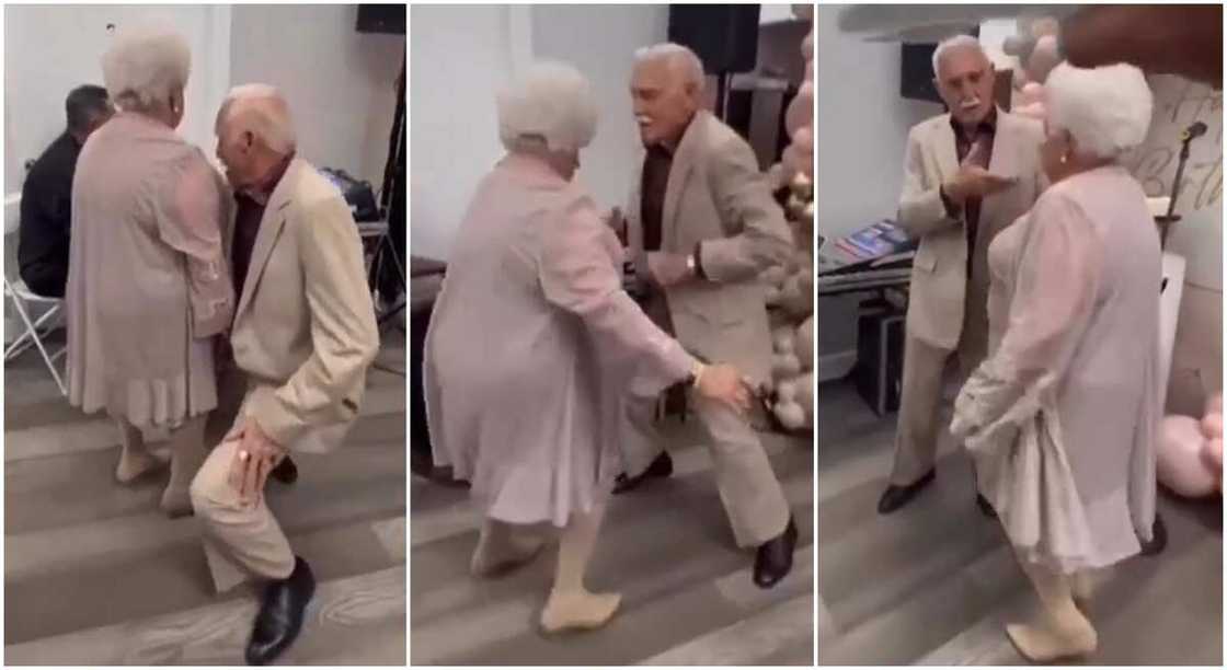 Photos of an elderly couple dancing. Photos of an elderly couple dancing.