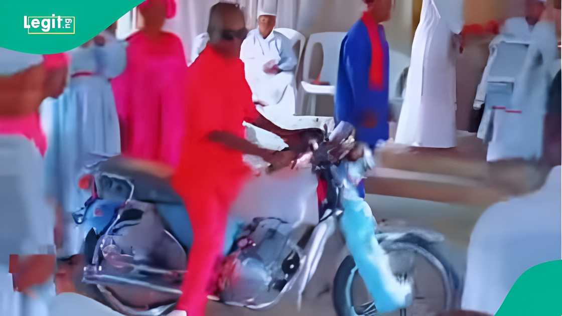 Man buys expensive motorcycle, rides it inside church Man buys expensive motorcycle, rides it inside church