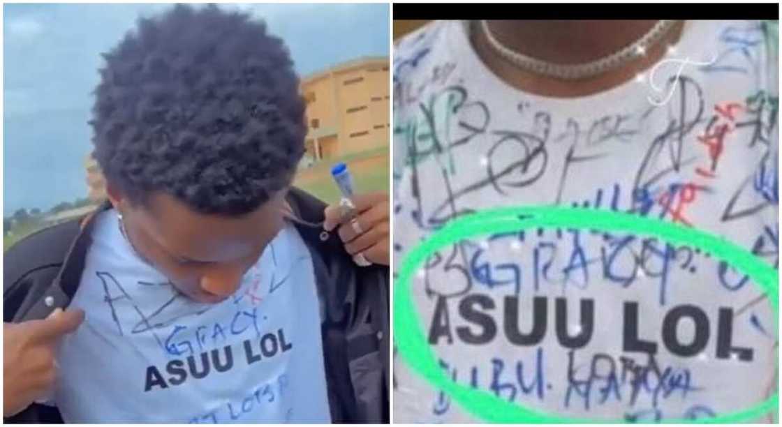 Osun State University student mocking ASUU. Osun State University student mocking ASUU.