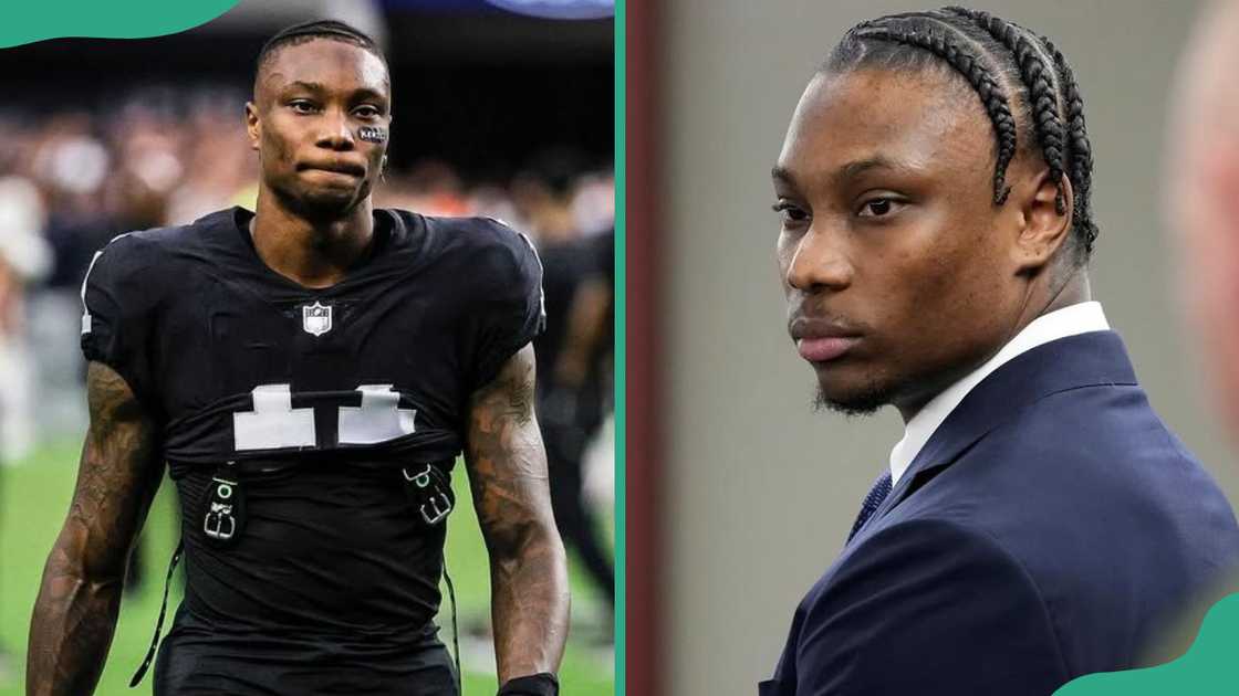 Henry Ruggs in a past NFL game. The former footballer appears in court during one of the hearings. Henry Ruggs in a past NFL game. The former footballer appears in court during one of the hearings.