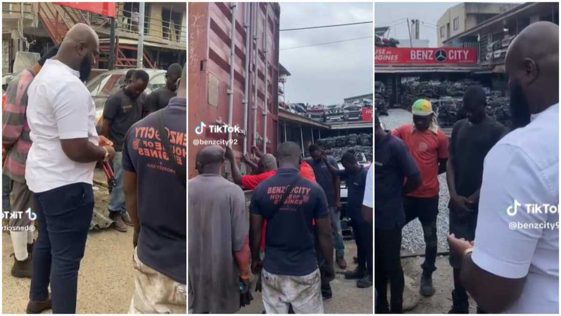Shipping container/men prayed during business. Shipping container/men prayed during business.