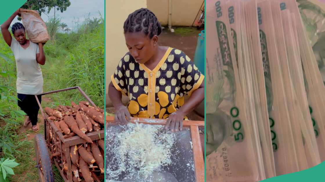 Lady makes garri Lady makes garri