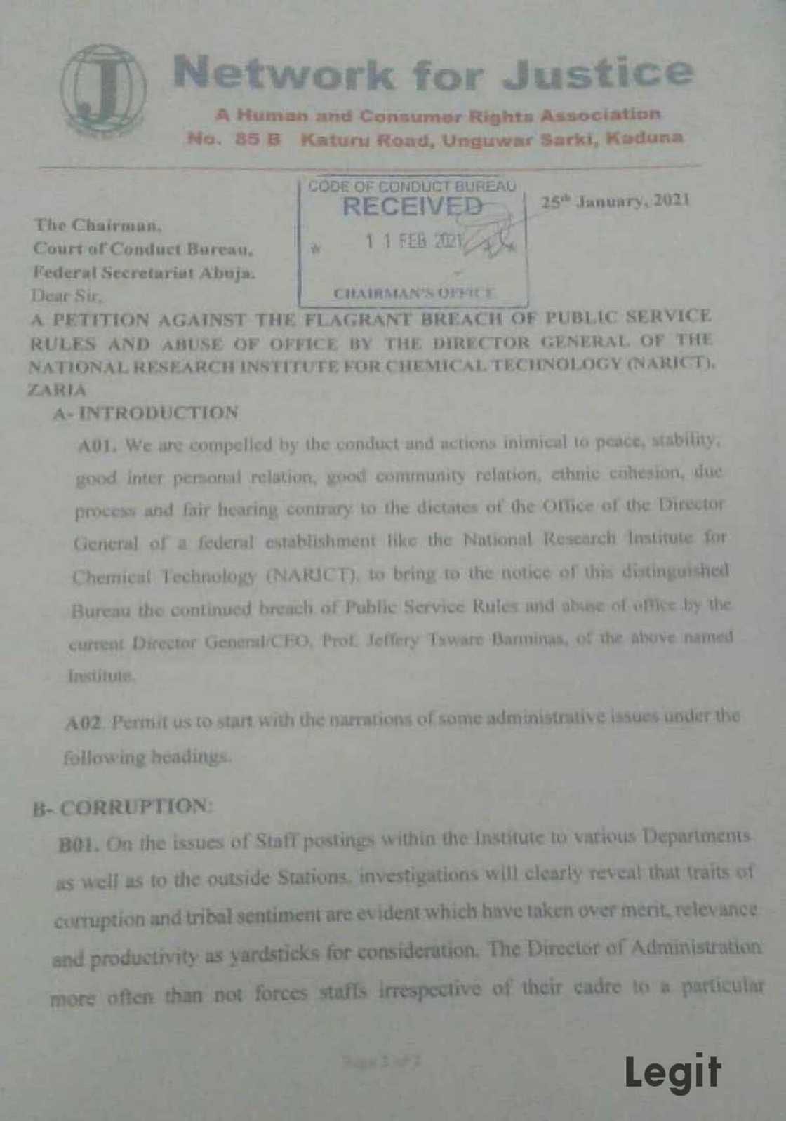 Yadda Shugaban NARICT ya ke tafka barna iri-iri a ofis – Kungiya ta fadawa Gwamnatin Buhari Yadda Shugaban NARICT ya ke tafka barna iri-iri a ofis – Kungiya ta fadawa Gwamnatin Buhari