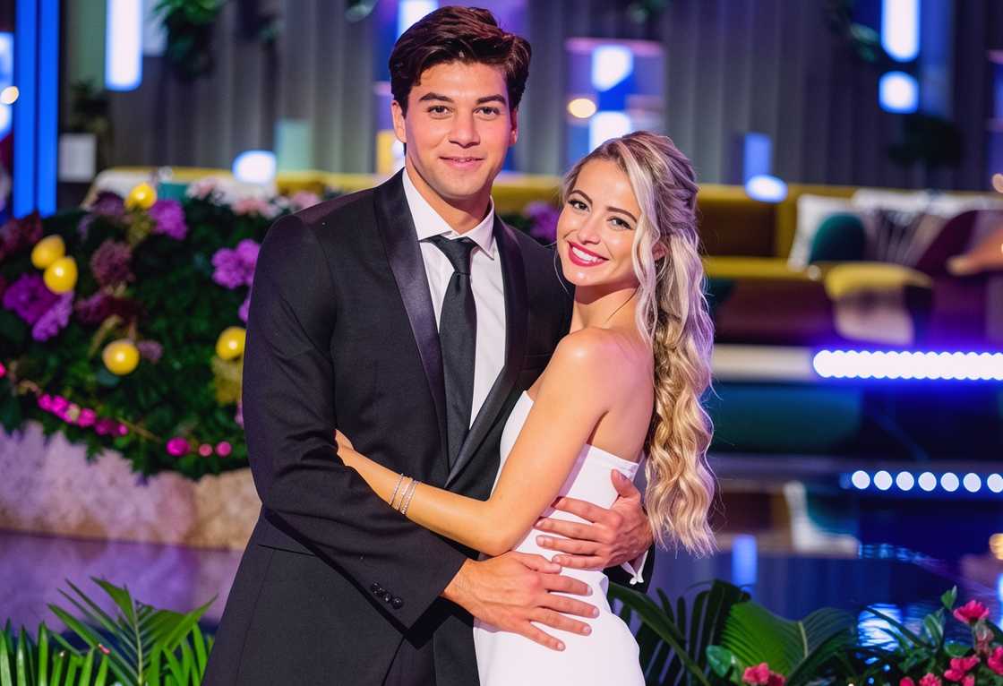 Elizabeth Weber and Zac Mirabelli pose while holding each other