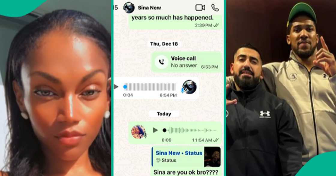 Lady shares the chat she had with Anthony Joshua's close friend Sina before he died in crash.