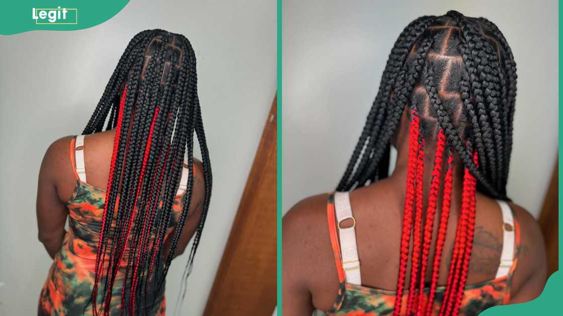 Black and red peekaboo braids Black and red peekaboo braids