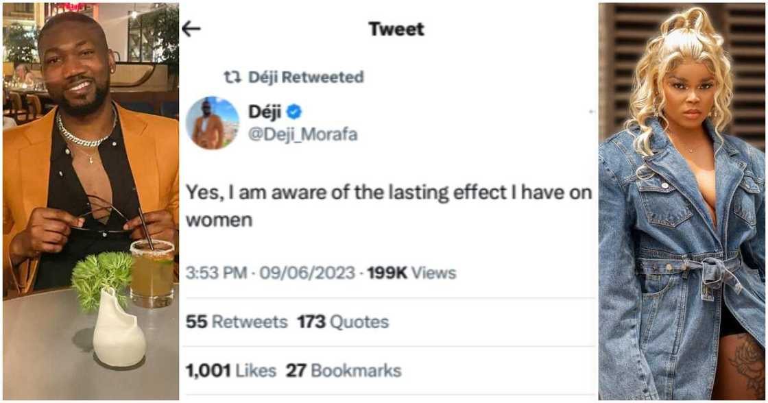 BBNaija Level Up Reunion: Deji taunts Chichi on social media. BBNaija Level Up Reunion: Deji taunts Chichi on social media.