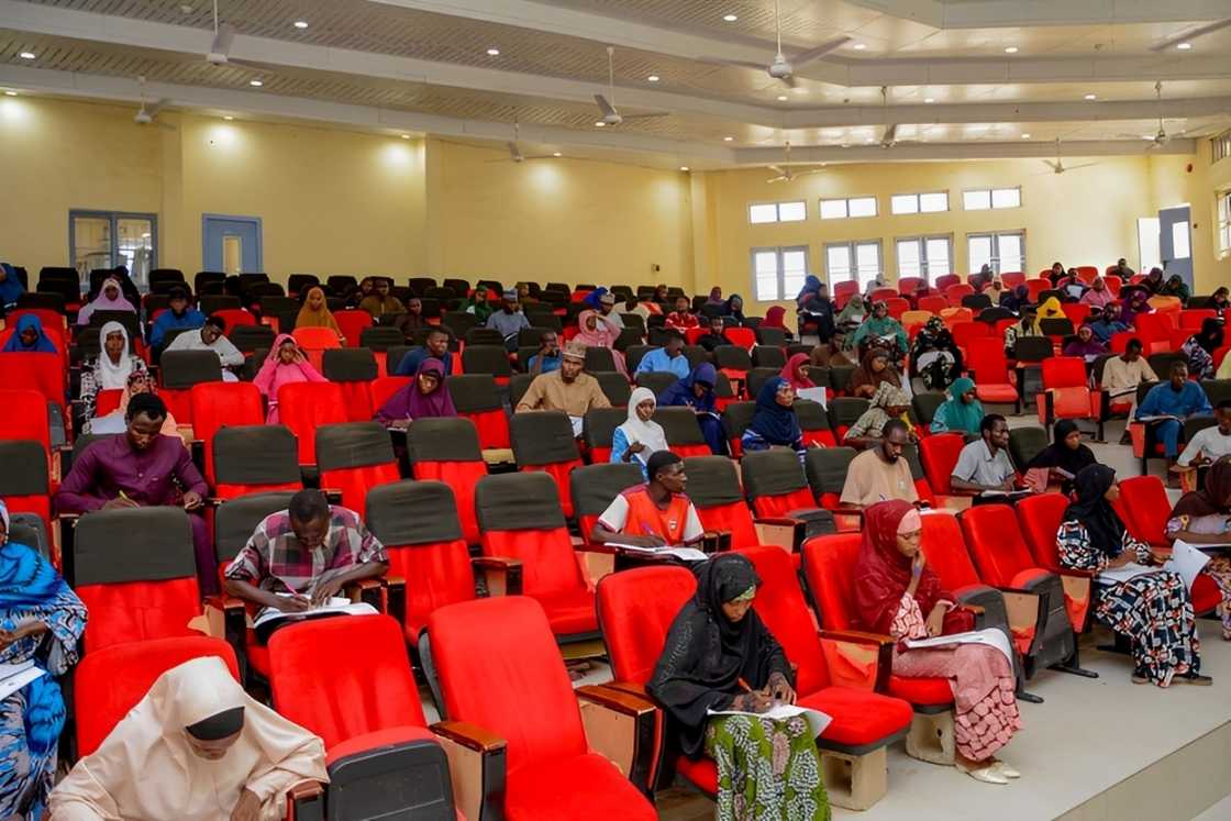 Borno State University students in a lecture hall Borno State University students in a lecture hall