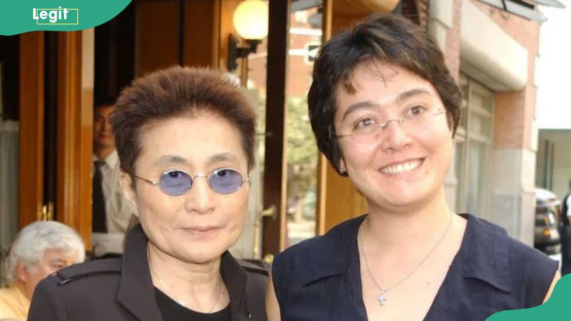 Yoko Ono and her daughter, Kyoko Cox, outside La Goulue restaurant Yoko Ono and her daughter, Kyoko Cox, outside La Goulue restaurant