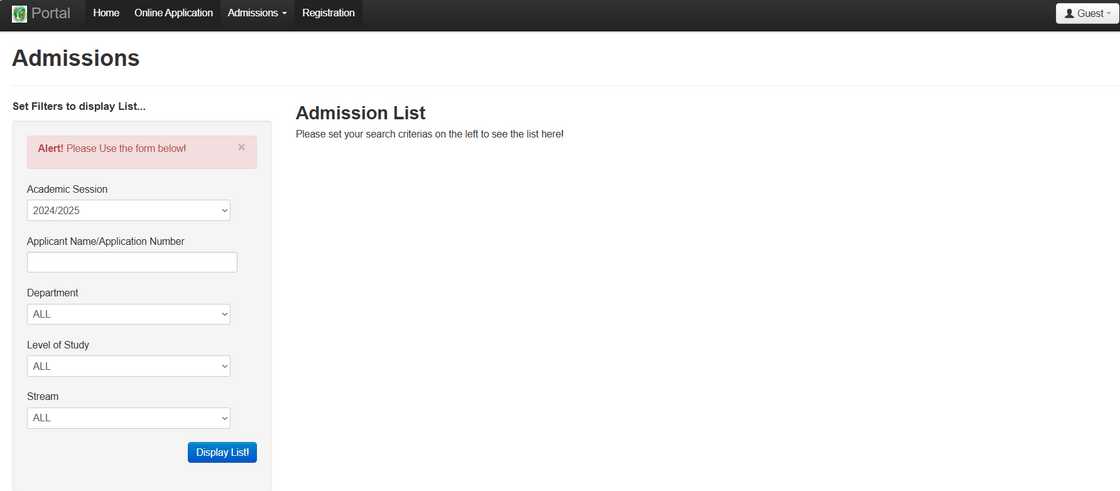 FPTB admission status portal FPTB admission status portal