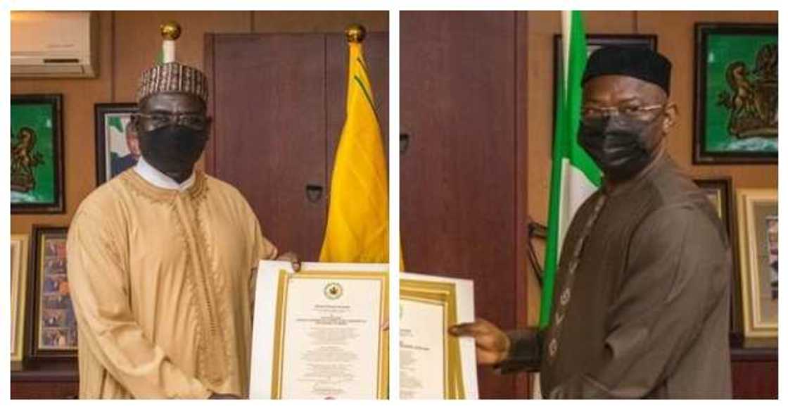 Buratai and Olonisakin receiving their letters of credence Buratai and Olonisakin receiving their letters of credence