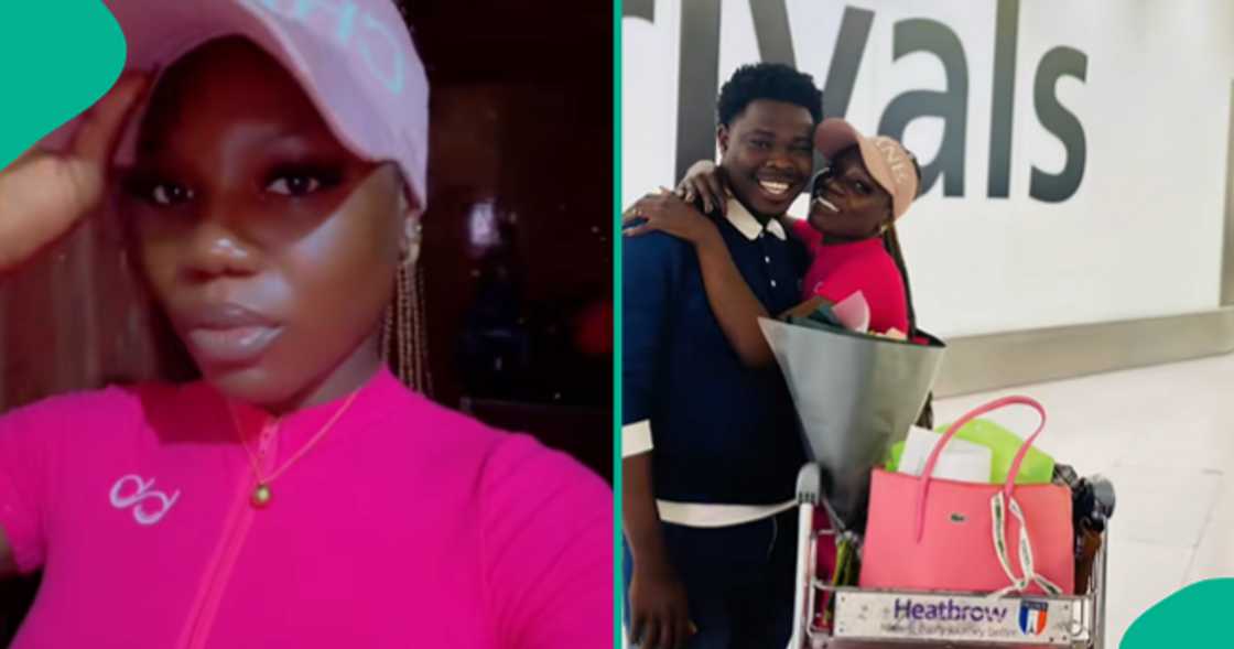 Nigerian lady meets her husband abroad after two years apart. Photo credit: @queensbraiderplymouth1/TikTok.