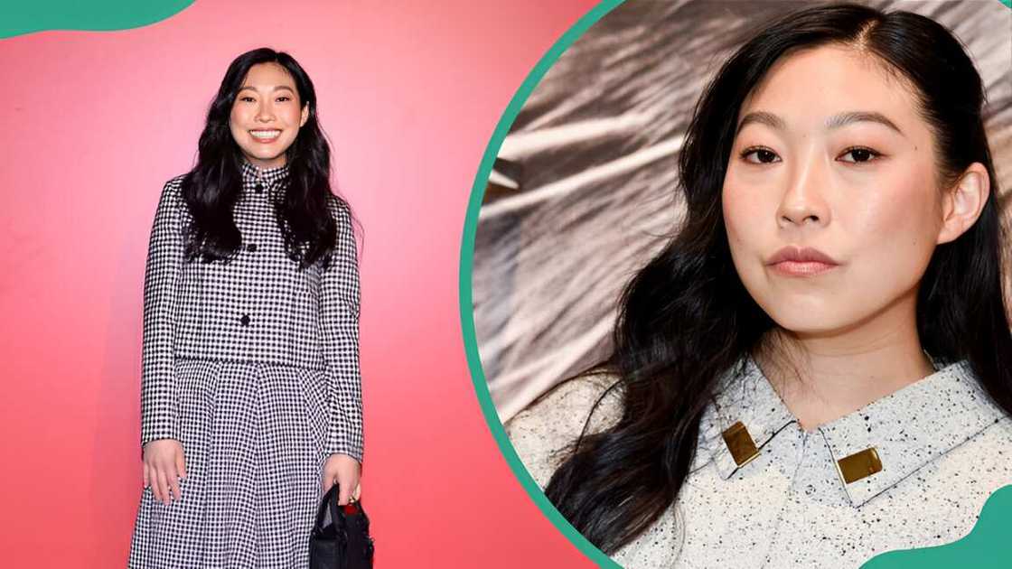 Awkwafina at La Dolce Vita in Beverly Hills and at the Tory Burch & Humberto Leon in LA (R). Awkwafina at La Dolce Vita in Beverly Hills and at the Tory Burch & Humberto Leon in LA (R).