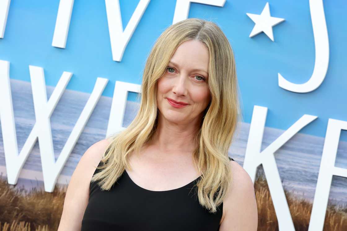 Judy Greer attends the Los Angeles Photo Call for Peacock's "The Five Star Weekend" at Billy Wilder Theater at The Hammer Museum in Los Angeles, California