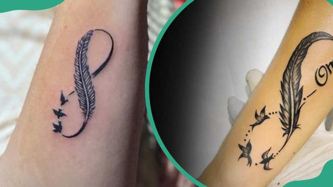 Infinity feather tattoos Infinity feather tattoos