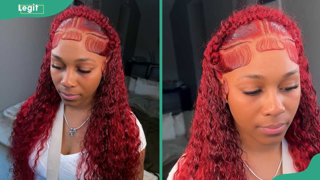 Braided crown with fiery curls Braided crown with fiery curls