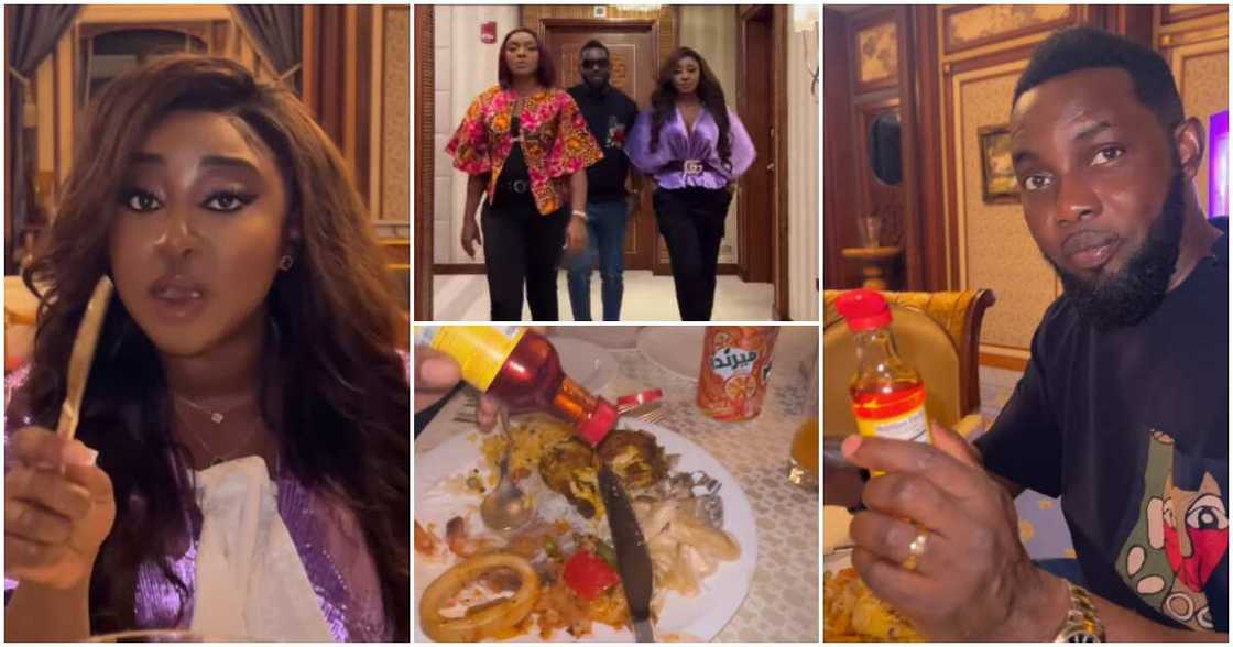 Chioma Akpotha shares pepper sauce to AY and Ini Edo in Dubai.