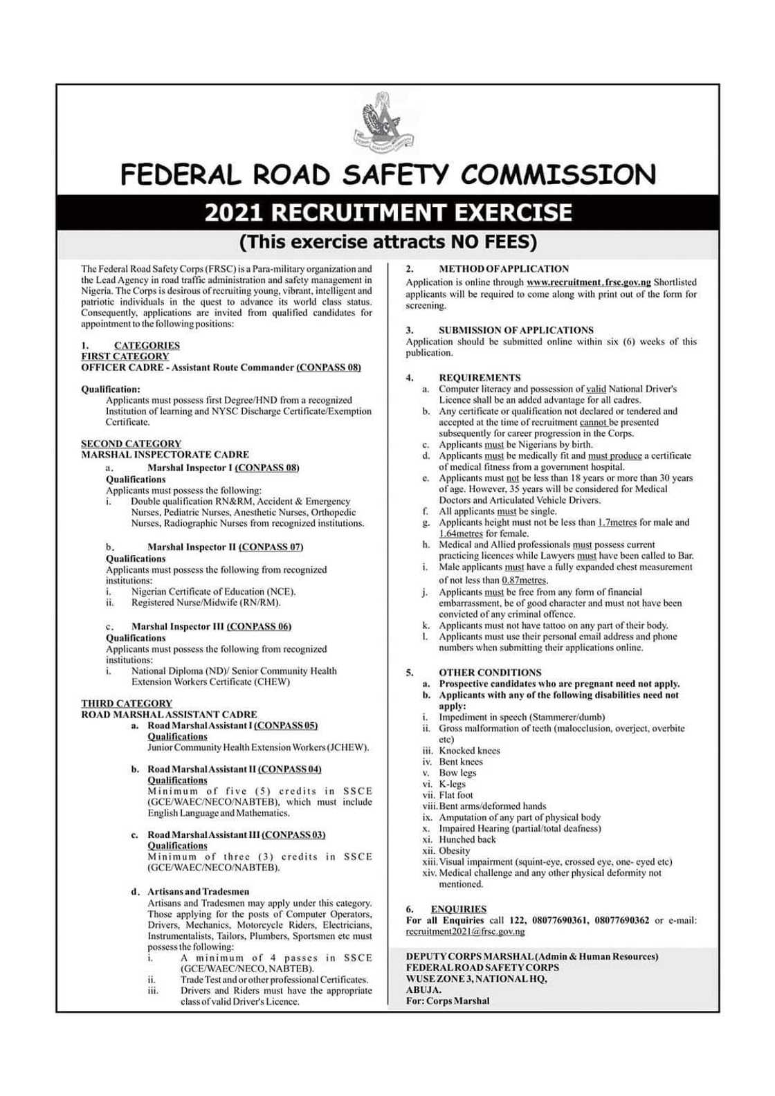 Explainer: How to Apply for Vacancies in the FRSC Explainer: How to Apply for Vacancies in the FRSC