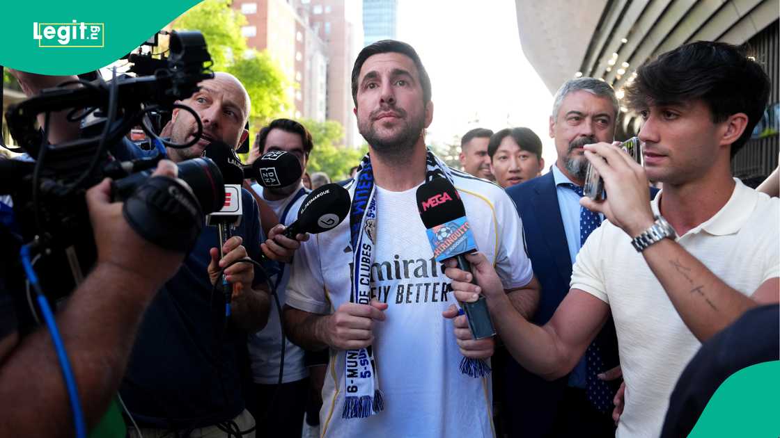 Enrique Riquelme speaks to the media outside the Santiago Bernabeu Stadium. Photo by Angel Martinez Enrique Riquelme speaks to the media outside the Santiago Bernabeu Stadium. Photo by Angel Martinez