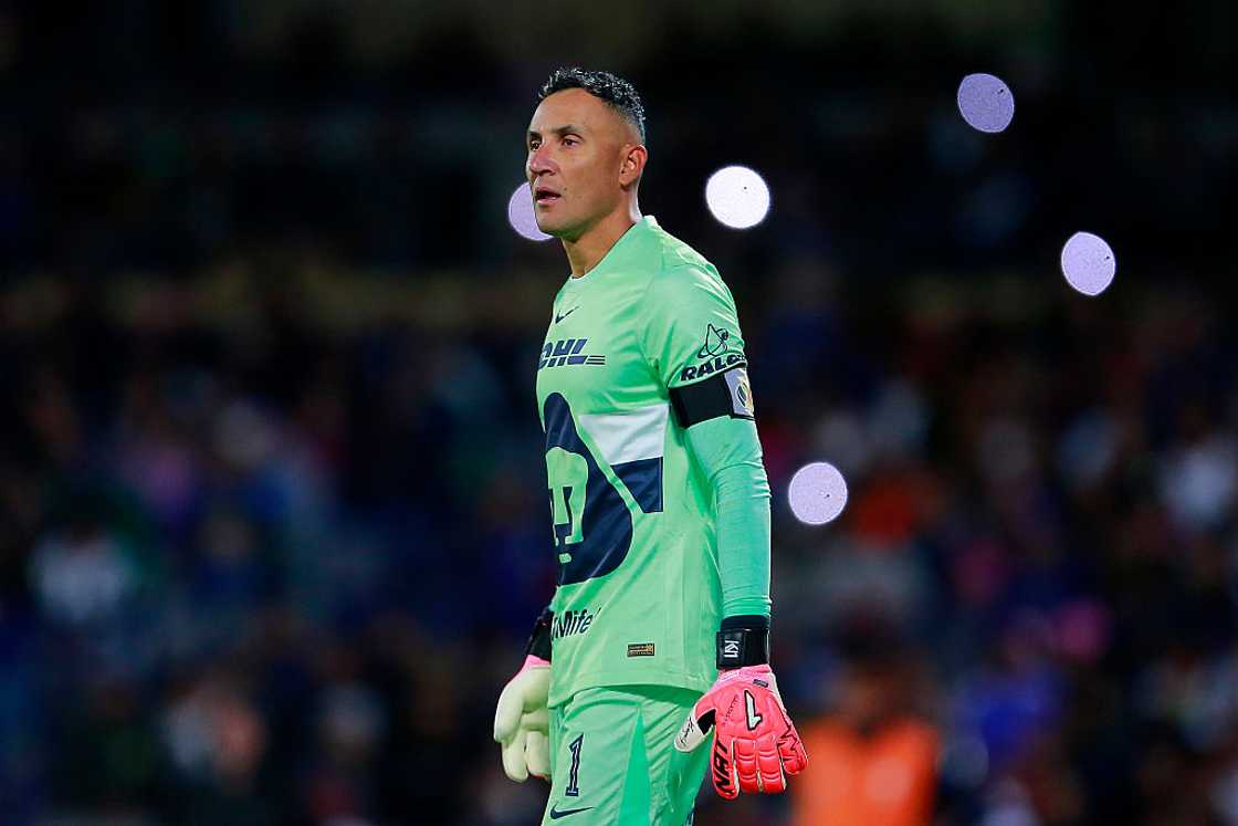 Goalkeeper Keylor Navas at Estadio Olimpico Universitario Goalkeeper Keylor Navas at Estadio Olimpico Universitario