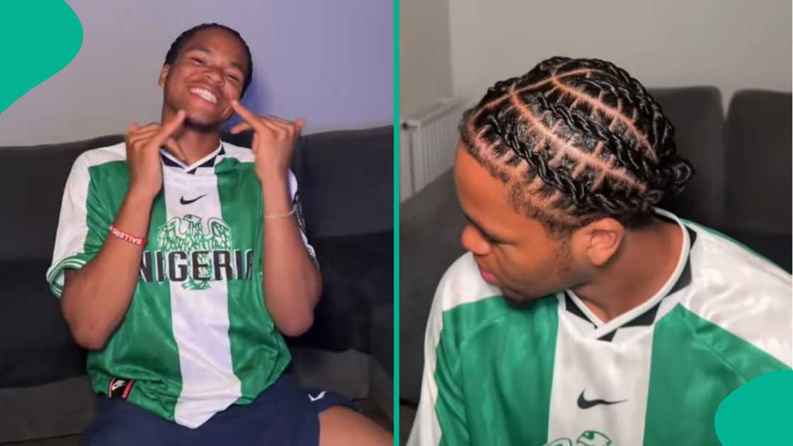 Liverpool's Rio Ngumoha in Nigeria's classic retro kit. Photo: Nanadidthat Liverpool's Rio Ngumoha in Nigeria's classic retro kit. Photo: Nanadidthat
