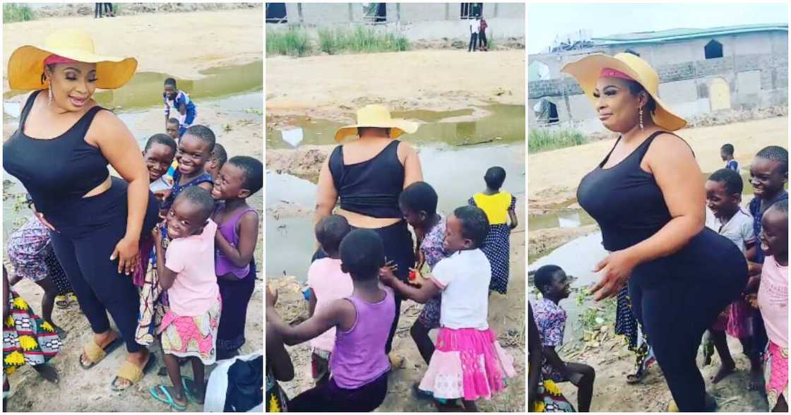 Laide Bakare and kids. Laide Bakare and kids.