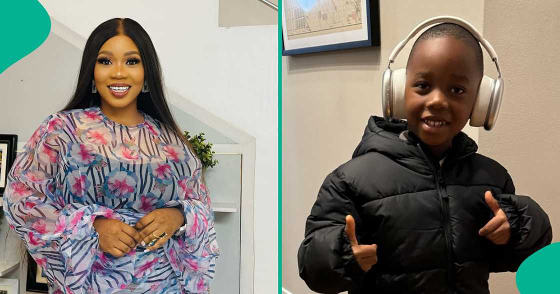 Wumi Toriola shares video about son as he marks 100 days in school.. Wumi Toriola shares video about son as he marks 100 days in school..