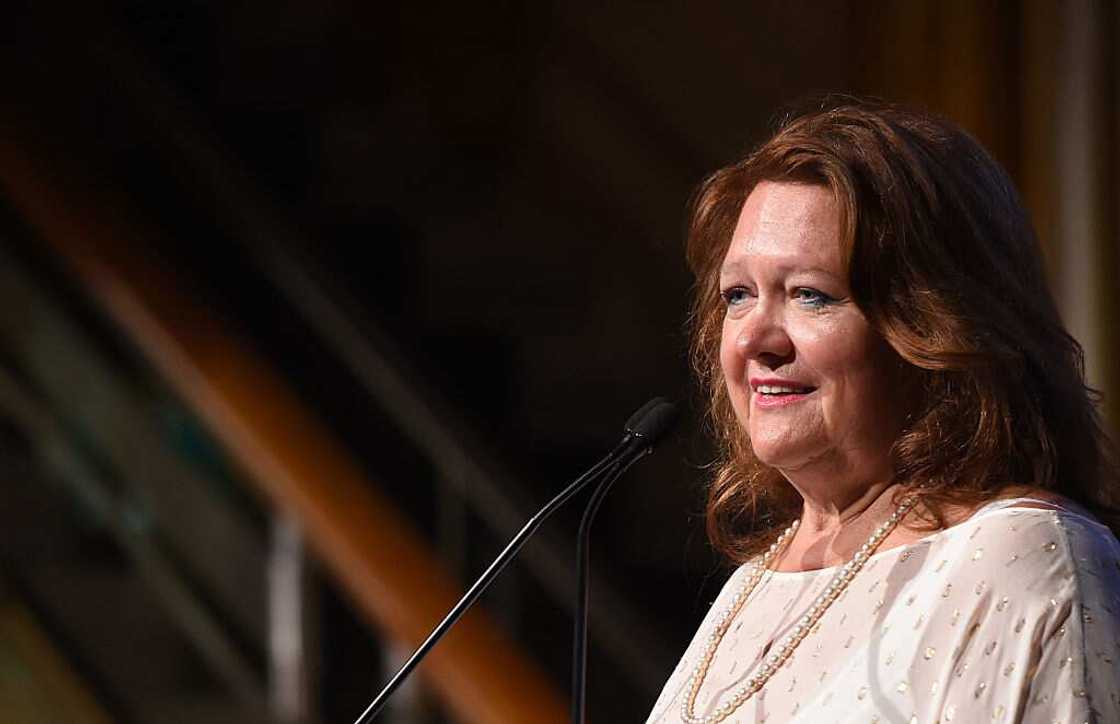 Gina Rinehart gives a speech at a mining event