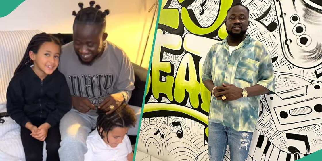 Kogbagidi makes his children's hair Kogbagidi makes his children's hair