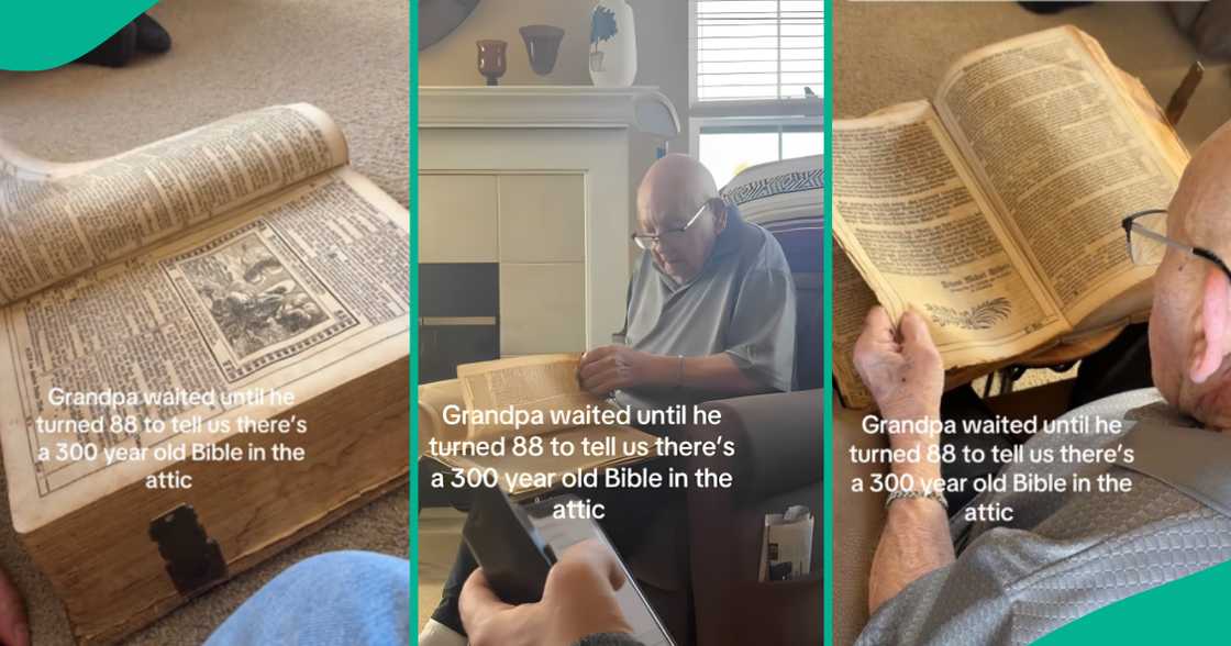 Grandpa brings out 300-year-old Bible he did from family for years, it contains apocryphal books Grandpa brings out 300-year-old Bible he did from family for years, it contains apocryphal books