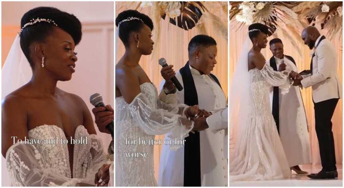 Bride says her vows, Bride and groom Bride says her vows, Bride and groom