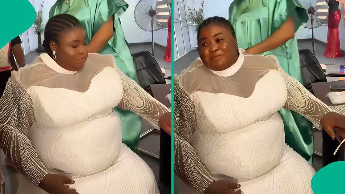 Chubby bride tries out her wedding dress, makes designer laugh