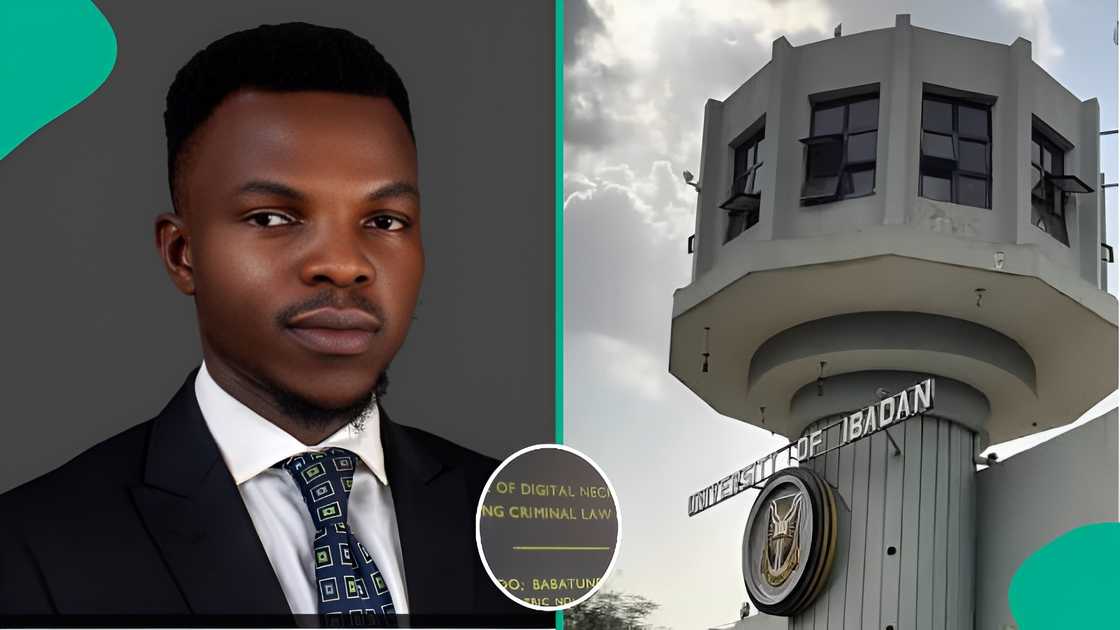 A University of Ibadan (UI) law graduate, Kareem Ogbodo, went viral online after sharing his final-year project on digital necromancy, recalling his years hawking food in Lagos. A University of Ibadan (UI) law graduate, Kareem Ogbodo, went viral online after sharing his final-year project on digital necromancy, recalling his years hawking food in Lagos.