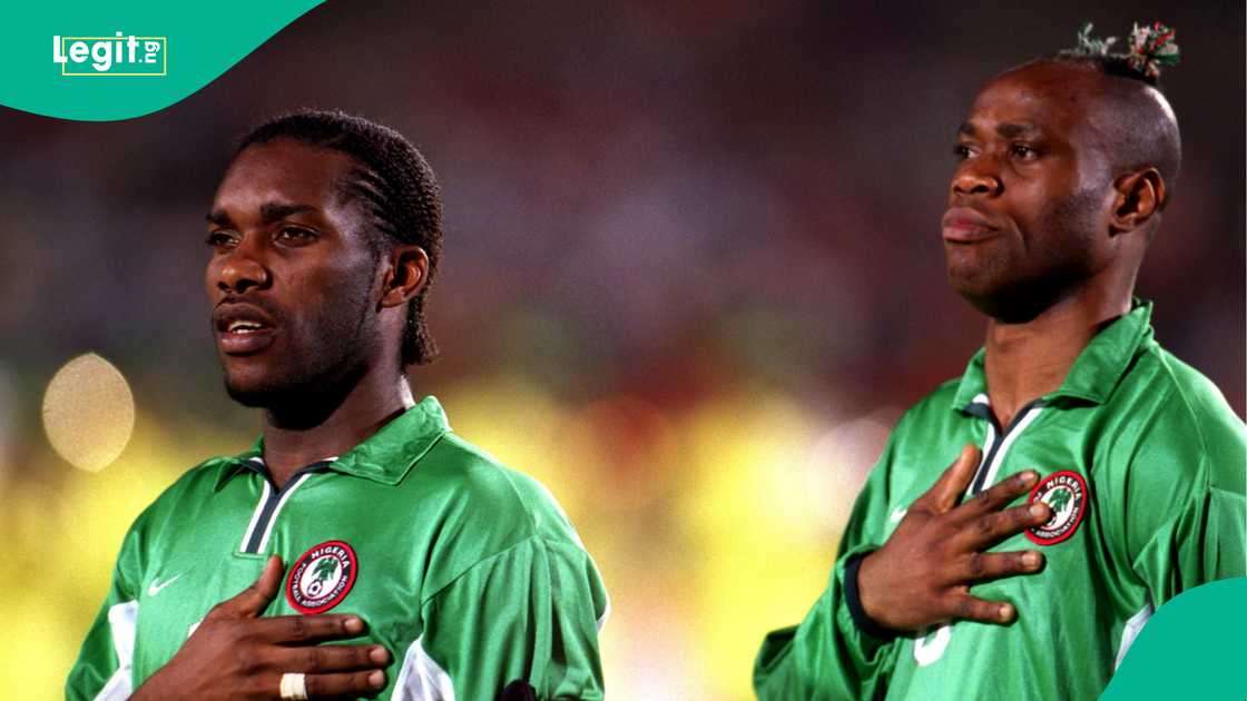 Austin Jay-Jay Okocha, Taribo West, Super Eagles, Nigeria, Ghana, AFCON 2002. Austin Jay-Jay Okocha, Taribo West, Super Eagles, Nigeria, Ghana, AFCON 2002.