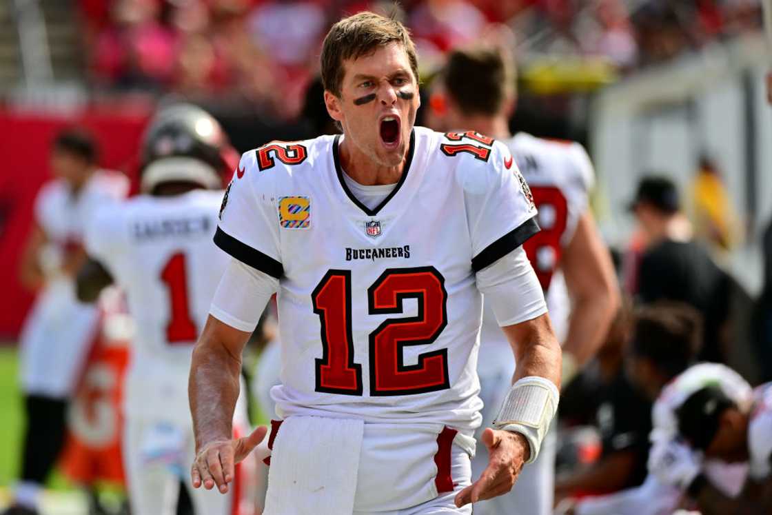 Tom Brady reacts on the sideline during the second half in the game against the Atlanta Falcons