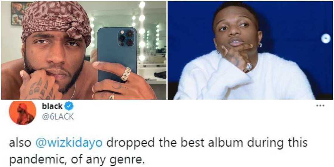Wizkid dropped the best album during this pandemic: American singer 6lack says Wizkid dropped the best album during this pandemic: American singer 6lack says