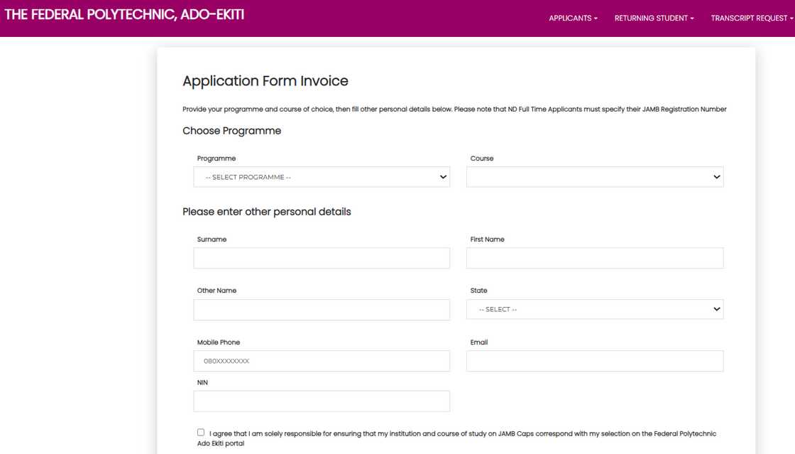 Federal Polytechnic Ado Ekiti screening form Federal Polytechnic Ado Ekiti screening form