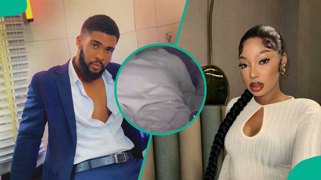 BBNaija's Bright Morgan and Mide Iwasokun make the headlines as they engage in a romantic moment.