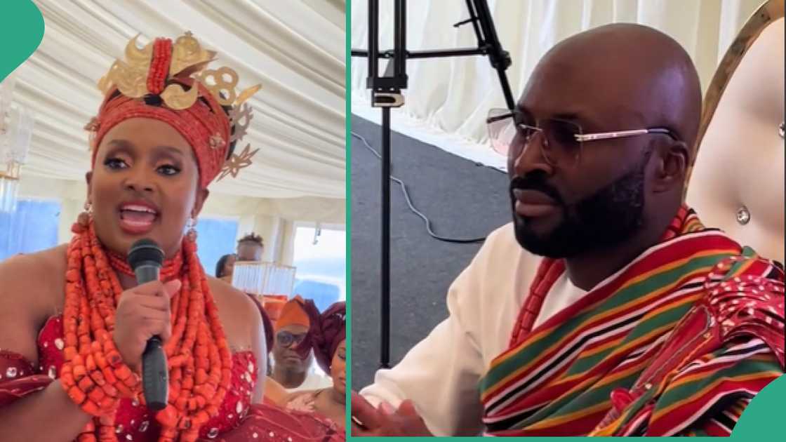 Lady praises her husband. Lady praises her husband.