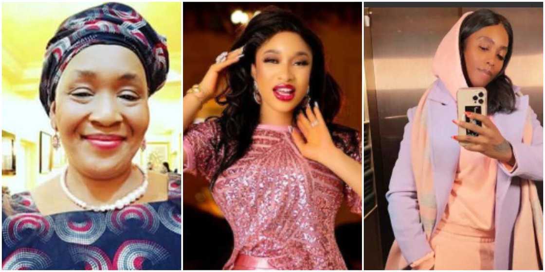 Tonto Dikeh, Kemi Olunloyo and Tiwa Savage Tonto Dikeh, Kemi Olunloyo and Tiwa Savage