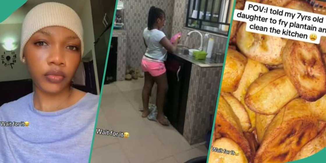 Mum shares video of daughter frying plantain Mum shares video of daughter frying plantain